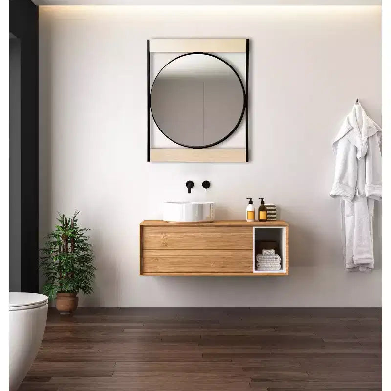 30-Inch Metal Round Farmhouse Wall Mirror, No Assembly Required