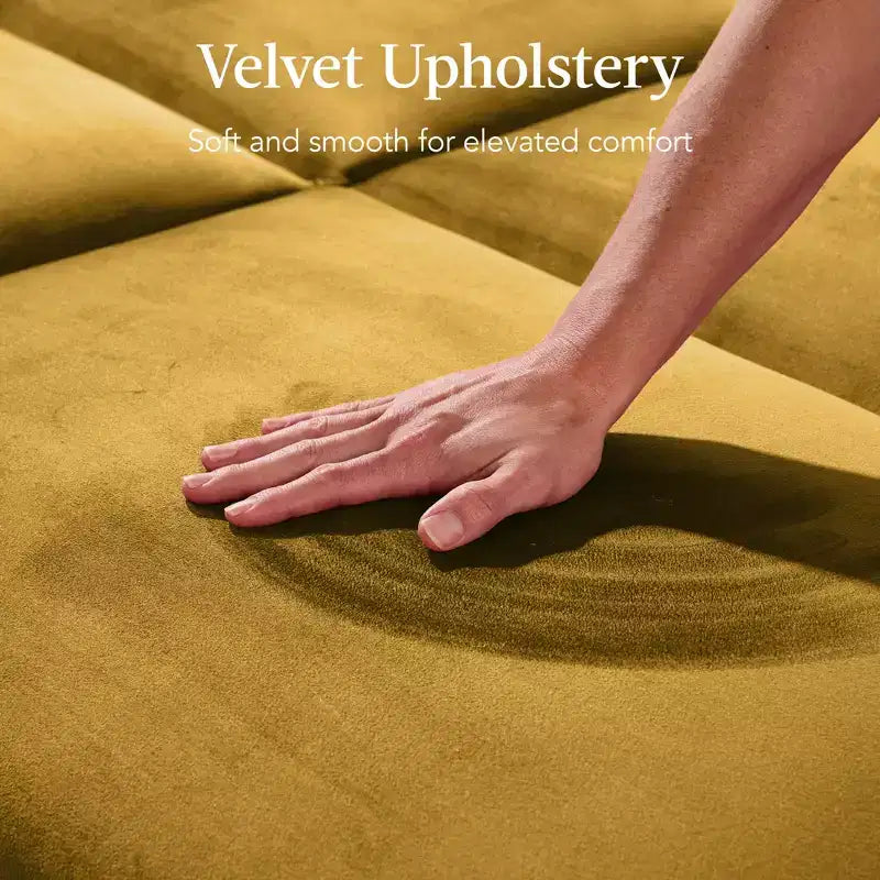 Curved Convertible Futon with Velvet Fabric and Split-Back Sleeper Design