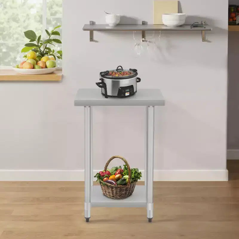 Stainless Steel Kitchen Work Table with Adjustable Feet, 24 to 60 Inches