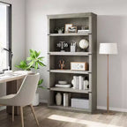 Libreria a 5 ripiani in stile rustico con mensole aperte, 31,4 x 12,7 x 67,4 pollici