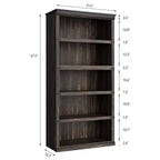 Libreria a 5 ripiani in stile rustico con mensole aperte, 31,4 x 12,7 x 67,4 pollici