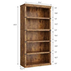 Libreria a 5 ripiani in stile rustico con mensole aperte, 31,4 x 12,7 x 67,4 pollici