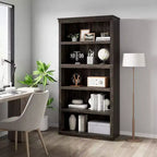 Libreria a 5 ripiani in stile rustico con mensole aperte, 31,4 x 12,7 x 67,4 pollici