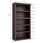 Libreria a 5 ripiani in stile rustico con mensole aperte, 31,4 x 12,7 x 67,4 pollici