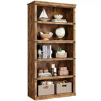 Libreria a 5 ripiani in stile rustico con mensole aperte, 31,4 x 12,7 x 67,4 pollici