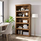 Libreria a 5 ripiani in stile rustico con mensole aperte, 31,4 x 12,7 x 67,4 pollici