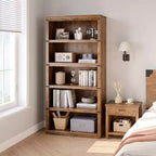 5 Tier Book Shelf Farmhouse Bookcase Open Storage Shelves 31.4 x 12.7 x 67.4 Book Case