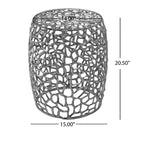 Tavolino moderno a forma di tamburo in alluminio