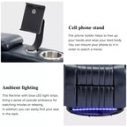 Poltrona Reclinabile Girevole Elettrica a 270 Gradi con Luci LED, Tavolino a Vassoio Girevole a 360 Gradi e Porta USB