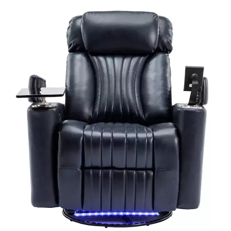 270-Degree Power Swivel Recliner with LED Lights, 360-Degree Tray Table, and USB Port