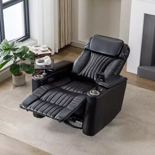 270-Degree Power Swivel Recliner with LED Lights, 360-Degree Tray Table, and USB Port