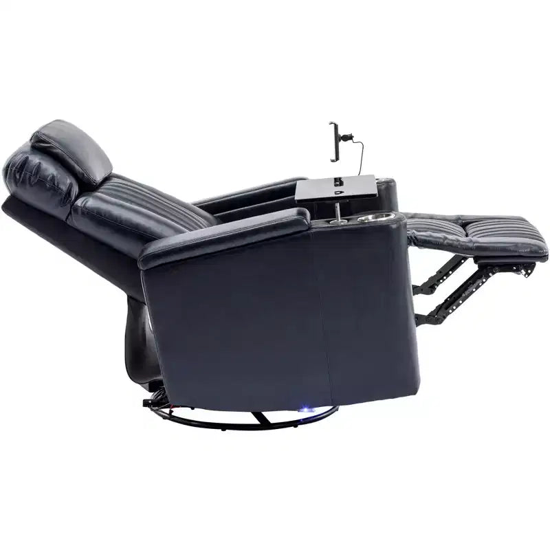 270-Degree Power Swivel Recliner with LED Lights, 360-Degree Tray Table, and USB Port