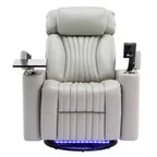 Poltrona Reclinabile Girevole Elettrica a 270 Gradi con Luci LED, Tavolino a Vassoio Girevole a 360 Gradi e Porta USB