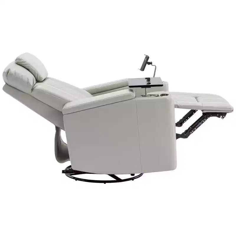 270-Degree Power Swivel Recliner with LED Lights, 360-Degree Tray Table, and USB Port