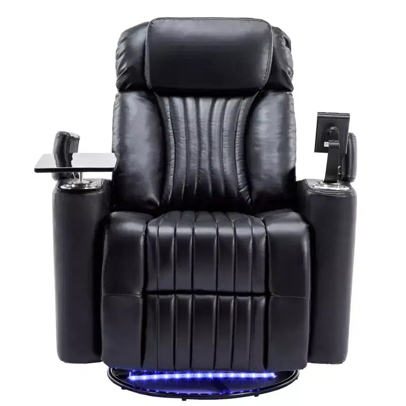 270-Degree Power Swivel Recliner with LED Lights, 360-Degree Tray Table, and USB Port
