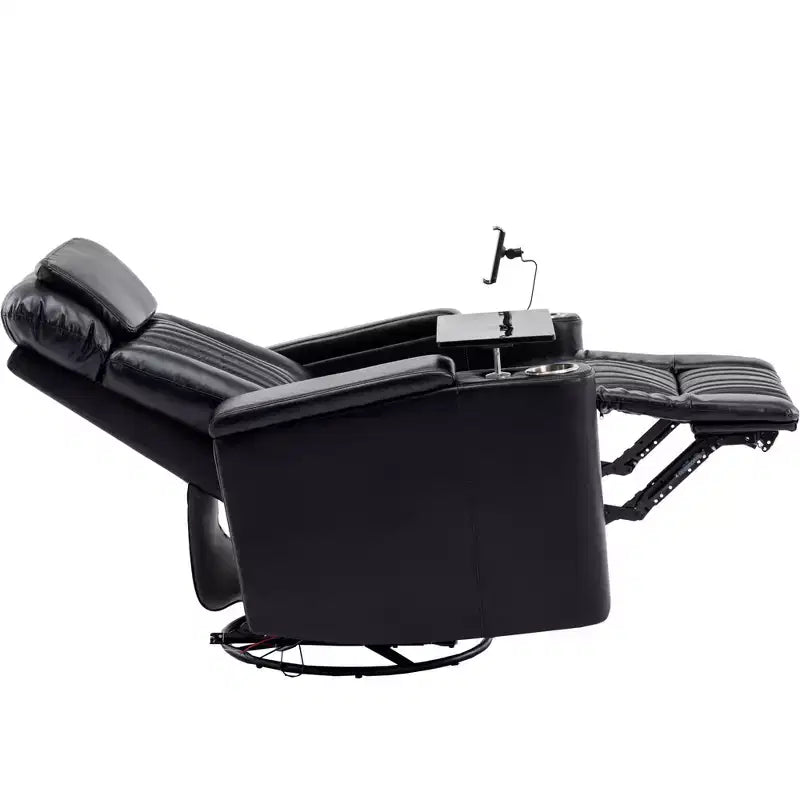 270-Degree Power Swivel Recliner with LED Lights, 360-Degree Tray Table, and USB Port