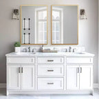 Specchio Rettangolare da Parete con Cornice Sottile in Lega di Alluminio Dorato, 91x61x1.5cm