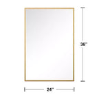 Specchio Rettangolare da Parete con Cornice Sottile in Lega di Alluminio Dorato, 91x61x1.5cm