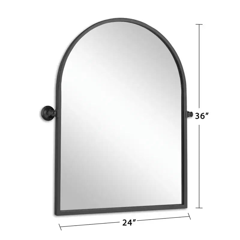 Black Iron Right-Angled Arch Hanging Mirror, 91 x 61 x 4 cm