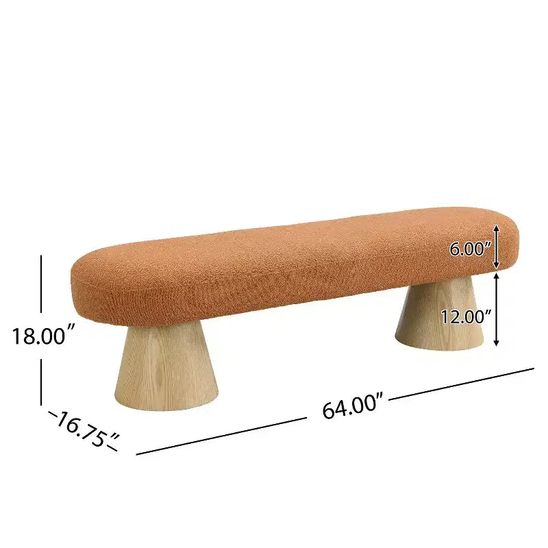 64-Inch Modern Boucle Upholstered Dining Bench