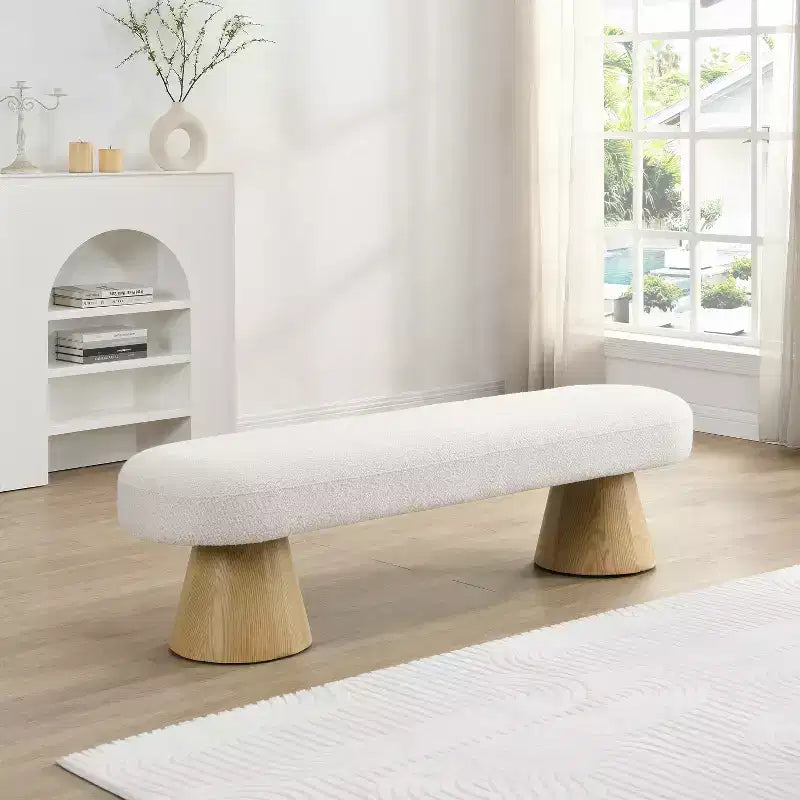 64-Inch Modern Boucle Upholstered Dining Bench