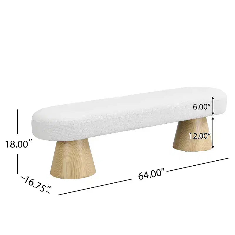 64-Inch Modern Boucle Upholstered Dining Bench