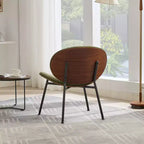 Poltrona a conchiglia Mid-Century Modern con gambe a treppiede e finitura noce