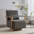 Okak Accent Chairs for Bedroom, 30.3W Swivel Modern Upholstered Accent Chair with Solid Wood Armrests and 360 Degree Comfy Lounge Reading Chair