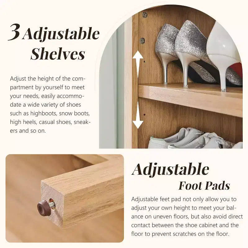 Arched Farmhouse Bookshelf with Adjustable Shelves and Open Display Shelf