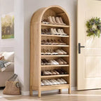Libreria ad arco stile rustico con ripiani regolabili e ripiano espositivo aperto