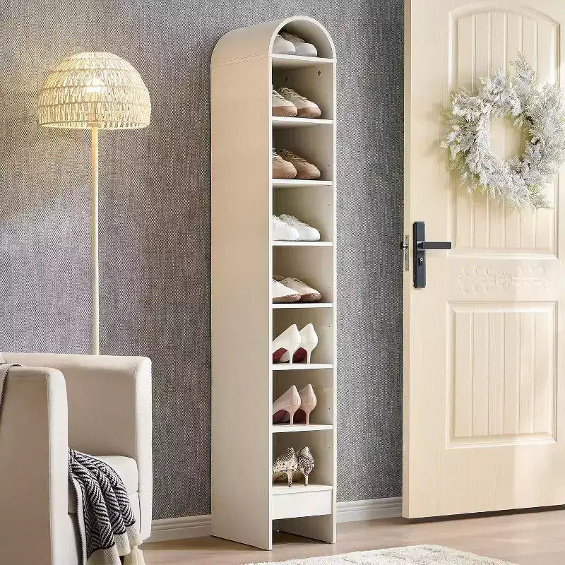Arched Farmhouse Bookshelf with Adjustable Shelves and Open Display Shelf