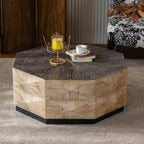 GDFStudio Jean Rustic 36 Octagon Embossed Pattern Wood Coffee Table