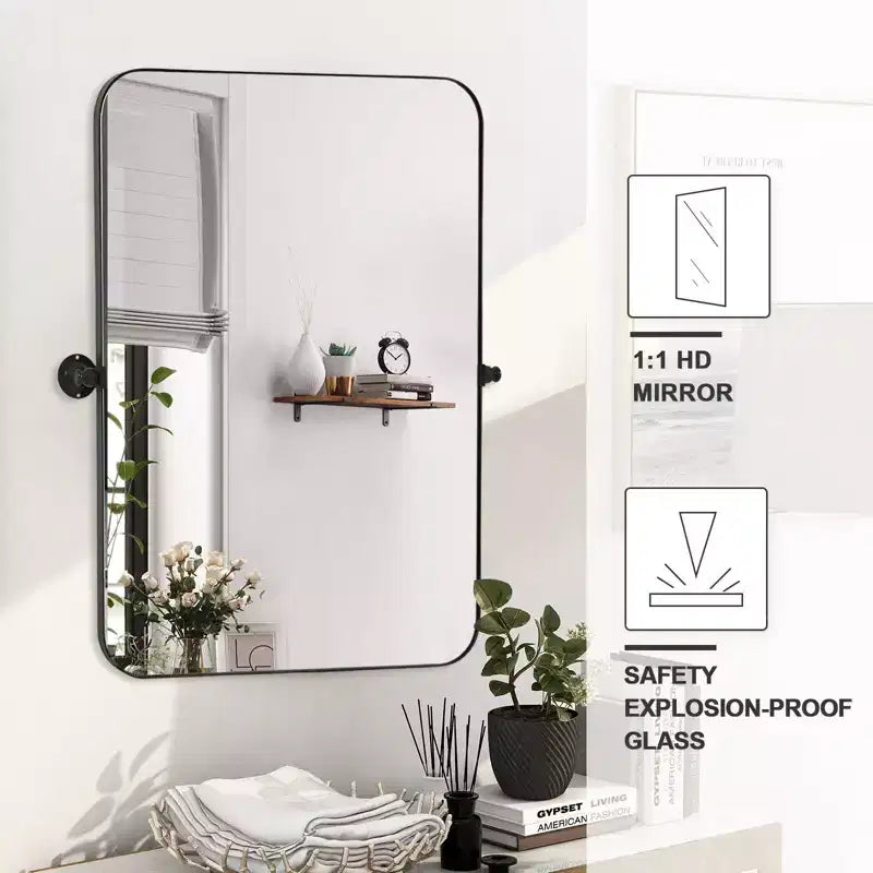 69x30 Inch Rectangular Metal Framed Full-Length Mirror in Black
