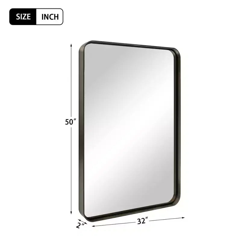 69x30 Inch Rectangular Metal Framed Full-Length Mirror in Black