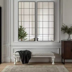 Specchio a figura intera con cornice in metallo nero 69x30 pollici e design a riquadri