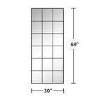 Specchio a figura intera con cornice in metallo nero 69x30 pollici e design a riquadri
