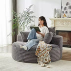 55''W Fluffy Corduroy Sleeper Chair with Pillows, Modern Extra Wide Sofa Chair for Living Room, Bedroom or Lounge - ModernLuxe