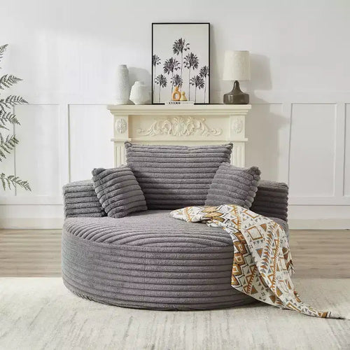 55-Inch Wide Fluffy Corduroy Sleeper Chair with Pillows for Living Room, Bedroom, or Lounge