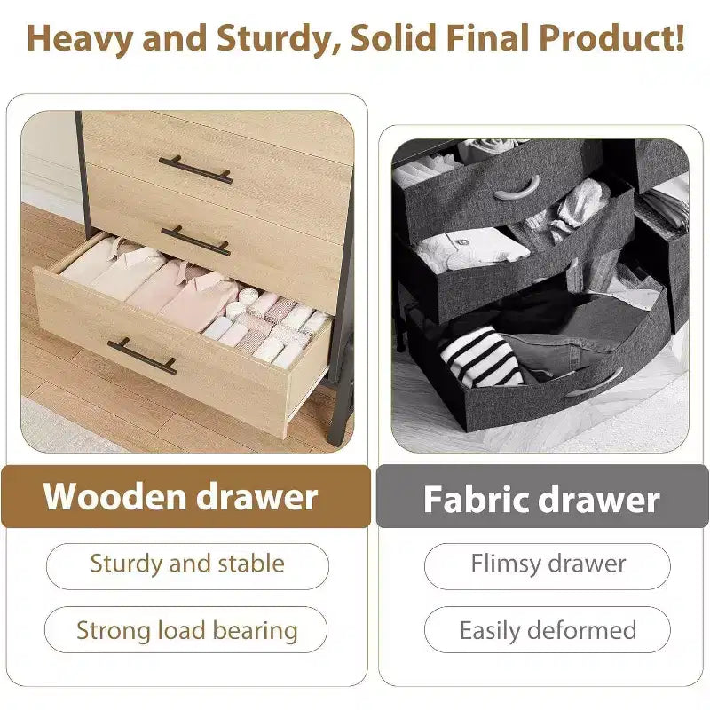 4-Drawer Freestanding Wood Dresser with Metal Handles for Bedroom and Living Room
