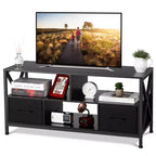 TV Stand, Entertainment Center with 2 Fabric Drawer & Open Shelf, TV Stand Dresser, Console Table