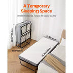 Letto pieghevole avvolgibile singolo con materasso in memory foam da 5 pollici e struttura in metallo, 31 x 75 pollici