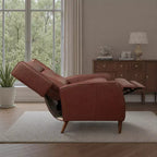 Poltrona reclinabile Mid-Century in similpelle con gambe in legno