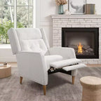 Poltrona reclinabile Mid-Century in similpelle con gambe in legno