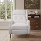 Poltrona reclinabile Mid-Century in similpelle con gambe in legno