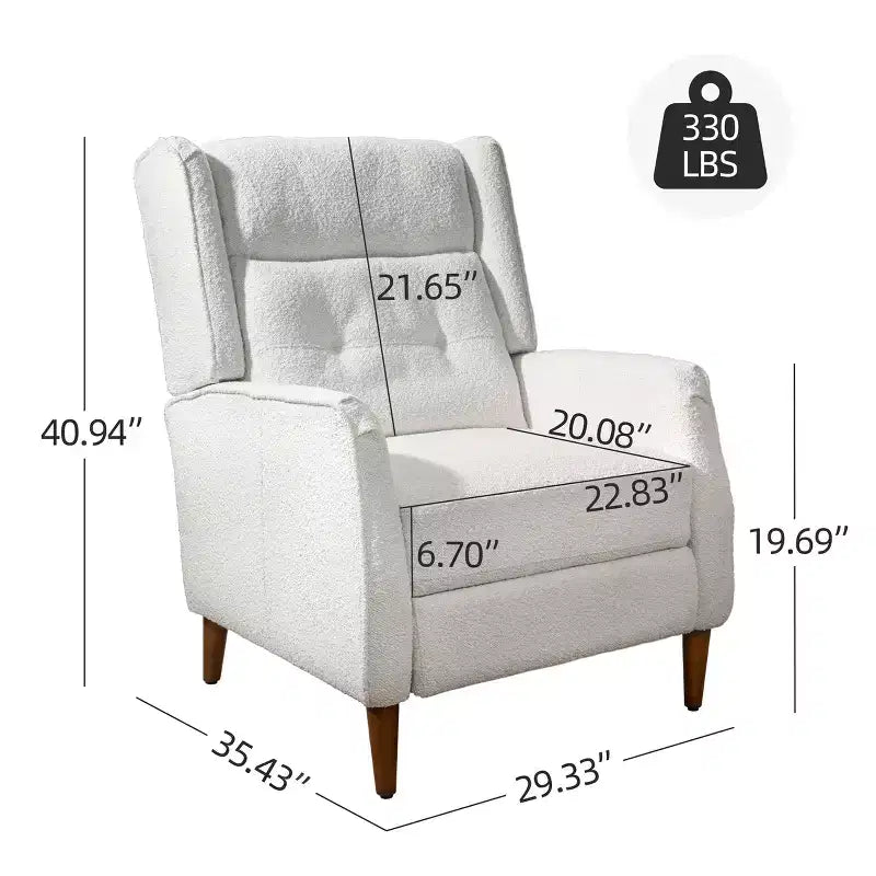 Mid-Century Faux Leather Recliner Lounge Chair with Wood Legs