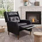 Poltrona reclinabile Mid-Century in similpelle con gambe in legno