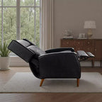 Poltrona reclinabile Mid-Century in similpelle con gambe in legno