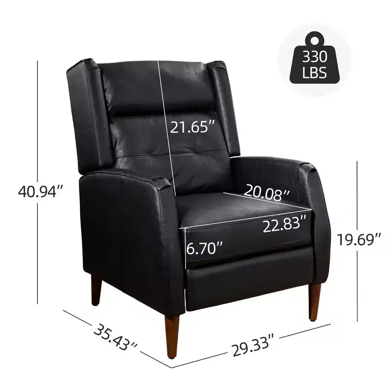 Mid-Century Faux Leather Recliner Lounge Chair with Wood Legs
