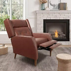 Poltrona reclinabile Mid-Century in similpelle con gambe in legno