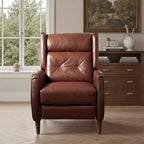 Poltrona reclinabile Mid-Century in similpelle con gambe in legno